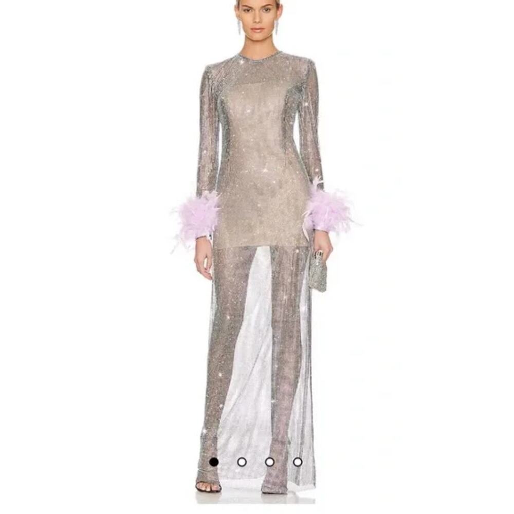 BRONX AND BANCO Webb Mesh Maxi Dress Long Sleeve Sparkly Embellished Size 2